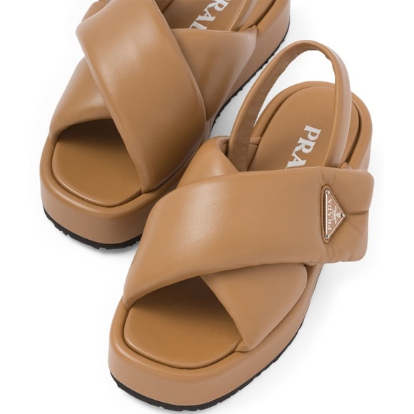 PRADA Padded Slingback Soft Leather Sandals - Picture 3 of 13